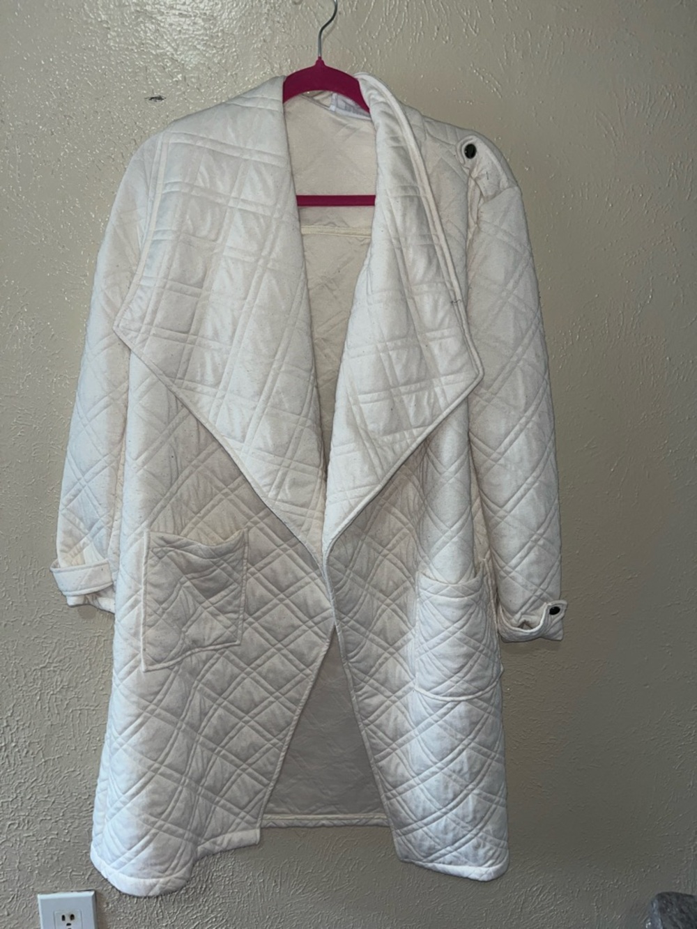 BB Dakota Cream Quilted Open-Front Coatigan